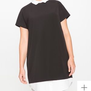 Eloquii Black and White Collared Dress